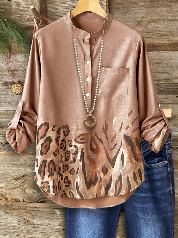 Satin Safari Button Blouse