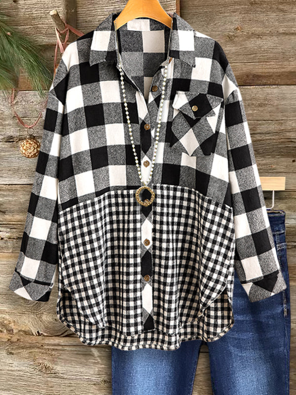 Monochrome Mix Plaid Button Shirt