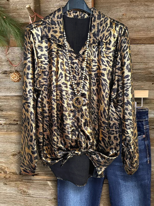 Golden Leopard Metallic Blouse