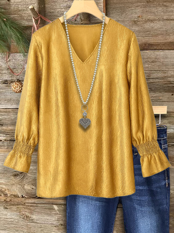 Golden Hour V-Neck Blouse