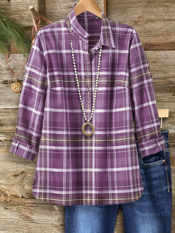 Purple Plaid Casual Shirt