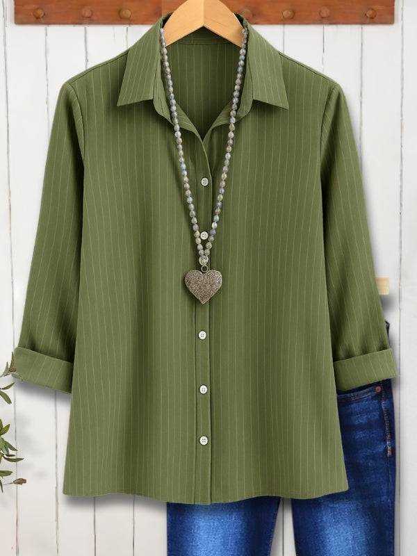 Pinstripe Lapel Button Shirt