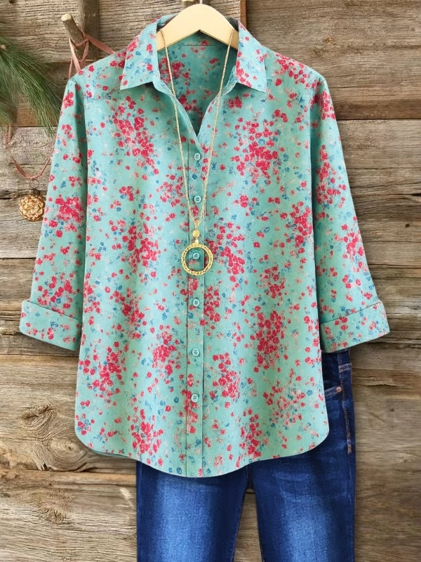 Aqua Bloom Button Shirt