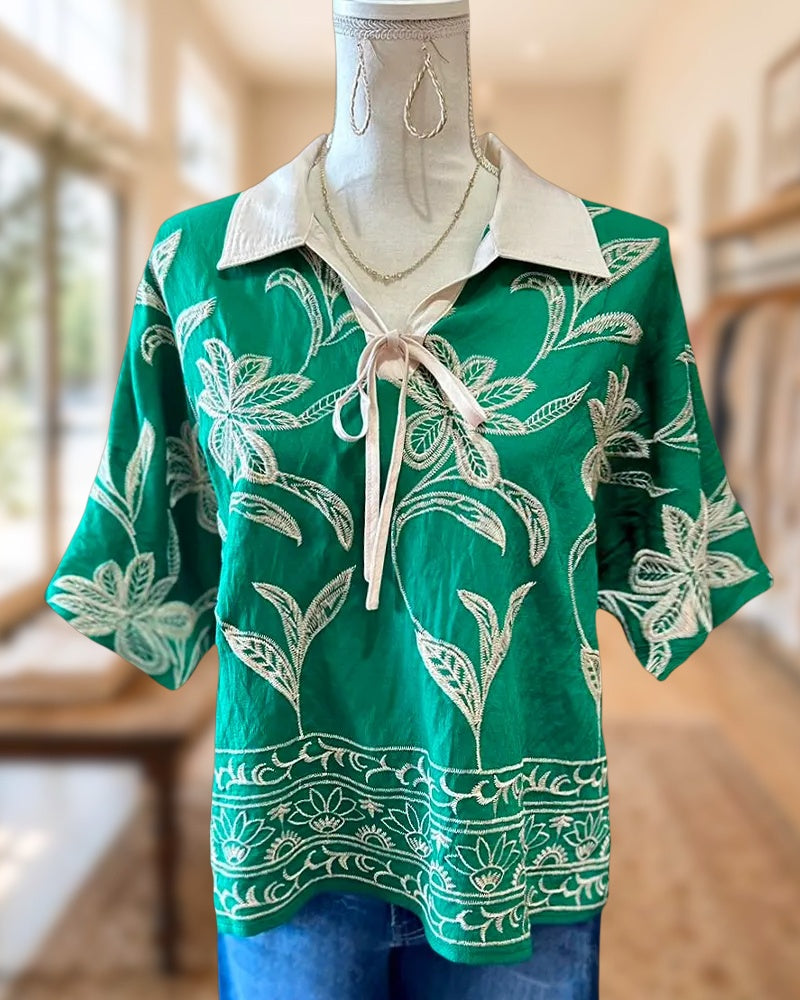Floral Print Tie Front Smart Blouse