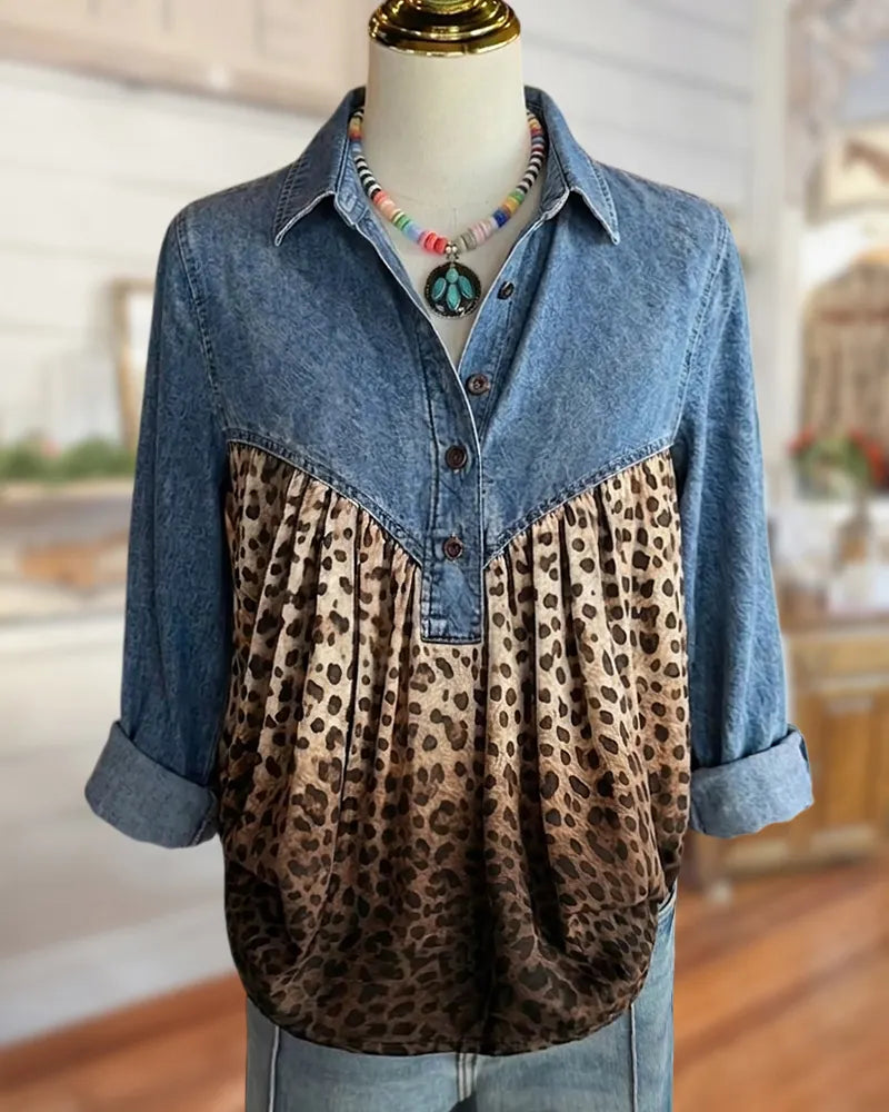 Leopard Print Button Front Shirt