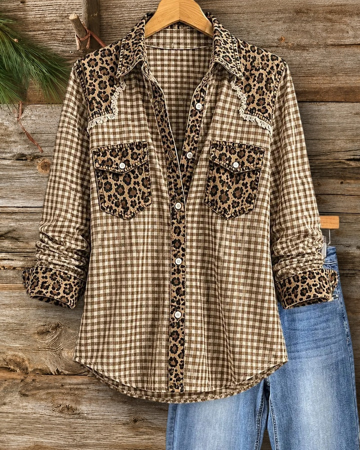 Contrast Print Button Chest Pocket Shirt