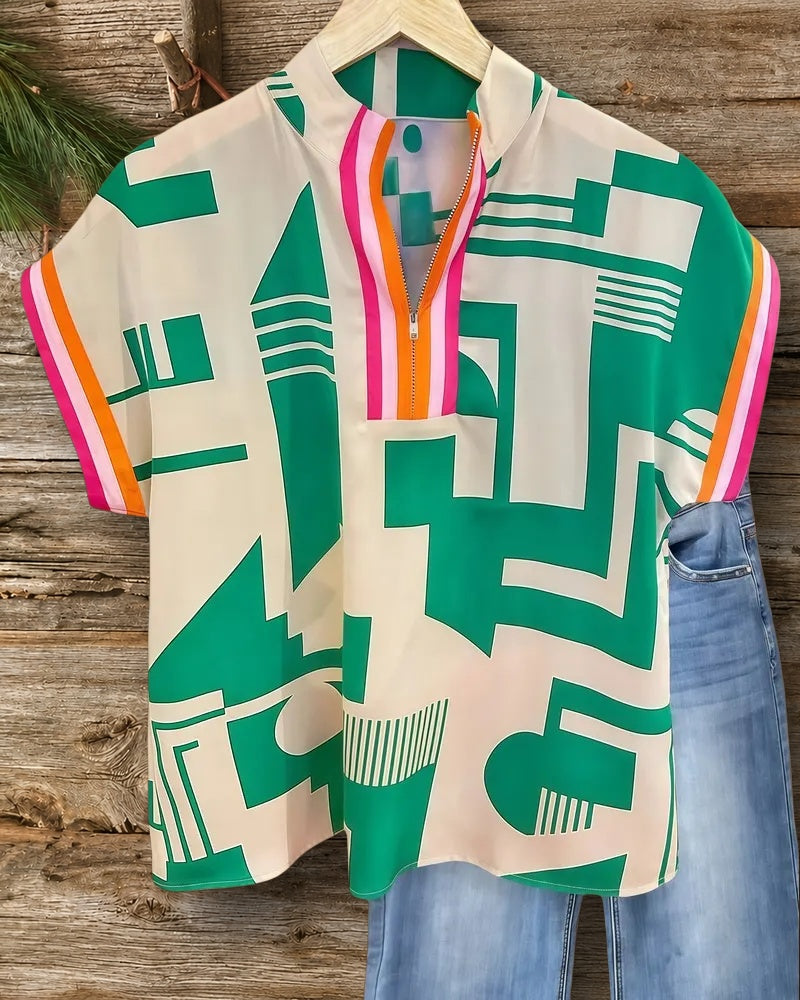 Color Block Patchwork Sporty Graphic Print T-Shirt