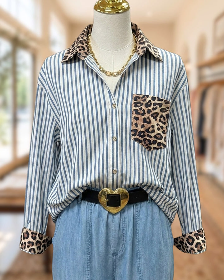 Patchwork Stylish Patch Pocket Button Up Shirt