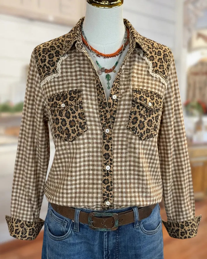 Contrast Print Button Chest Pocket Shirt
