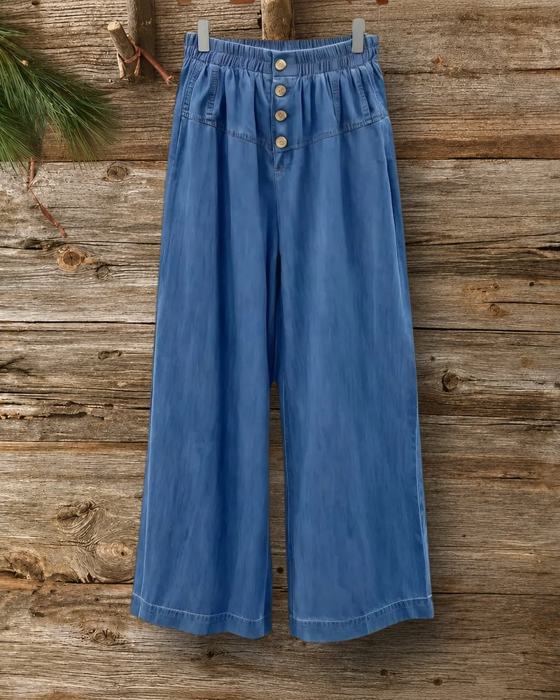 Solid Color Retro Wide Leg Jeans