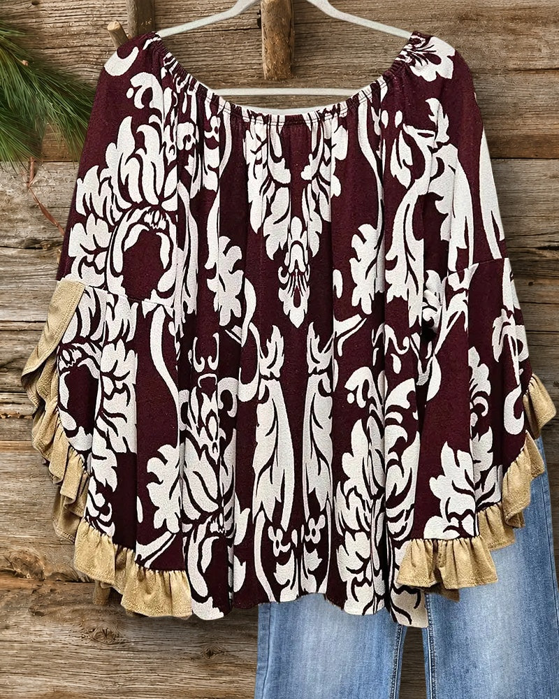 Off Shoulder Batwing Sleeve Blouse