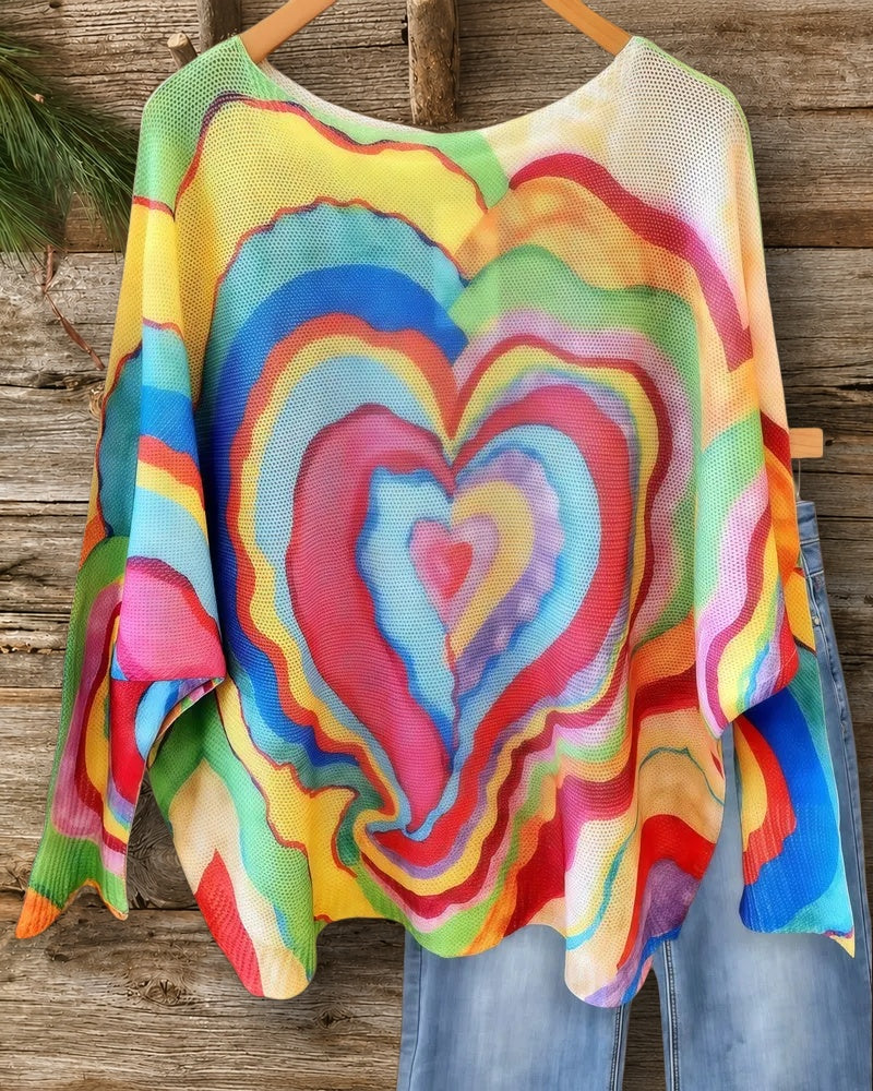 Multicolor Heart Urban Knitted Blouse