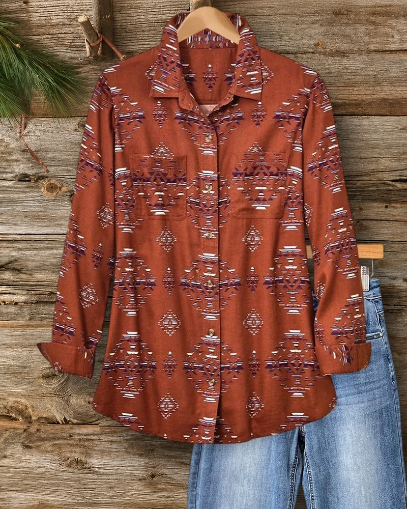 Aztec Print Chest Pocket Shirt