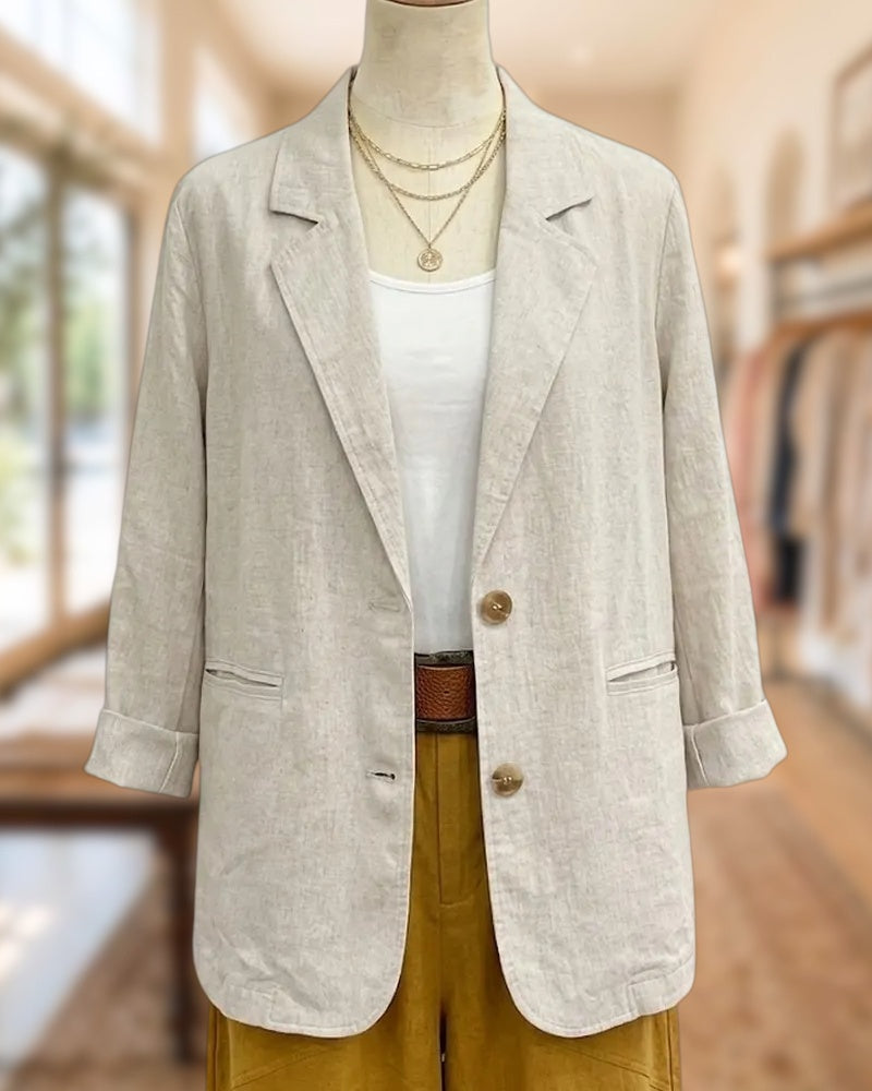 Notched Lapel Single Breasted Solid Color Casual Blazer