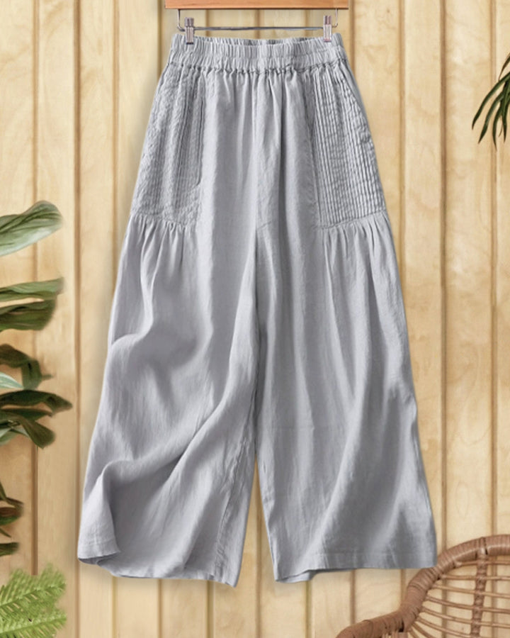Solid Color Cozy Pocket Wide Leg Pants