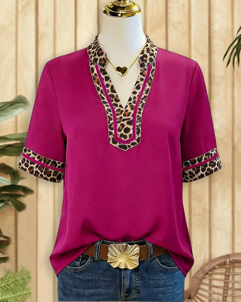 Patchwork Bold V Neck Shirt