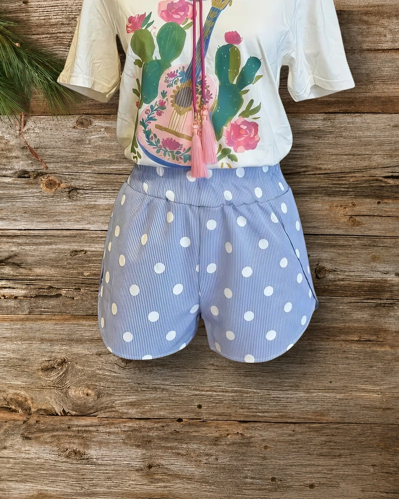 Polka Dot & Striped High Waist Urban Shorts
