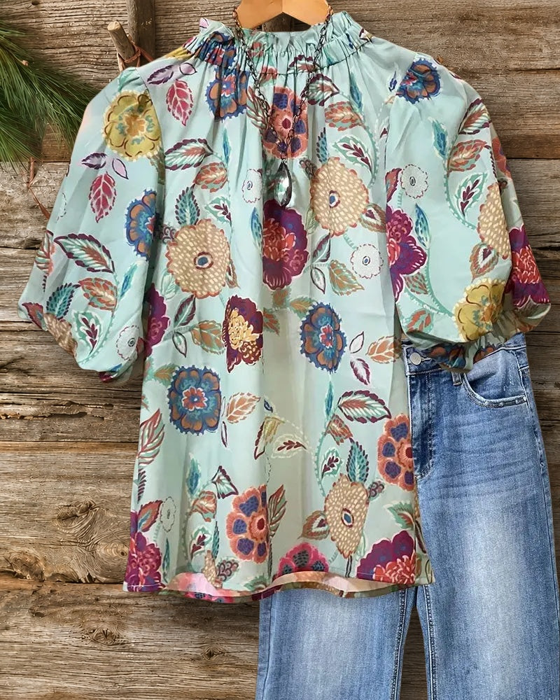 Floral Print Feminine Puff Sleeve Camisole