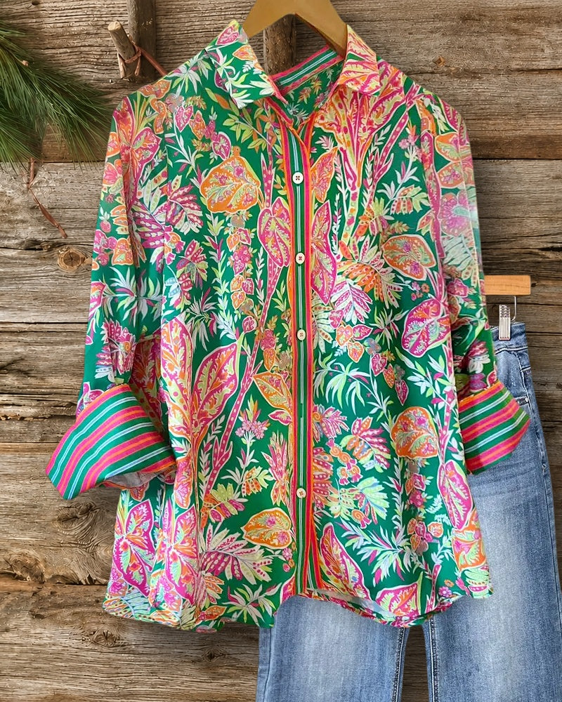 Floral Print Boho Button Shirt