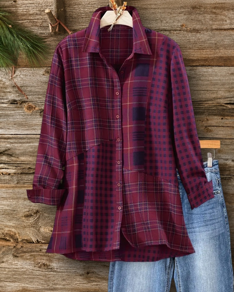 Patchwork Plaid Button Chic Shirt