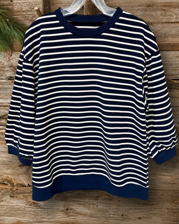 Striped Classic Round Neck Casual Wear Blouse