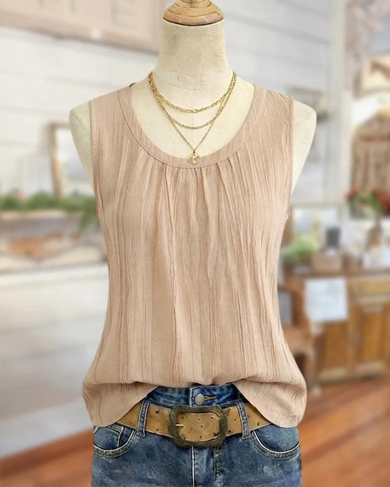 Sleeveless Round Neck Solid Color Casual Everyday Tank Top
