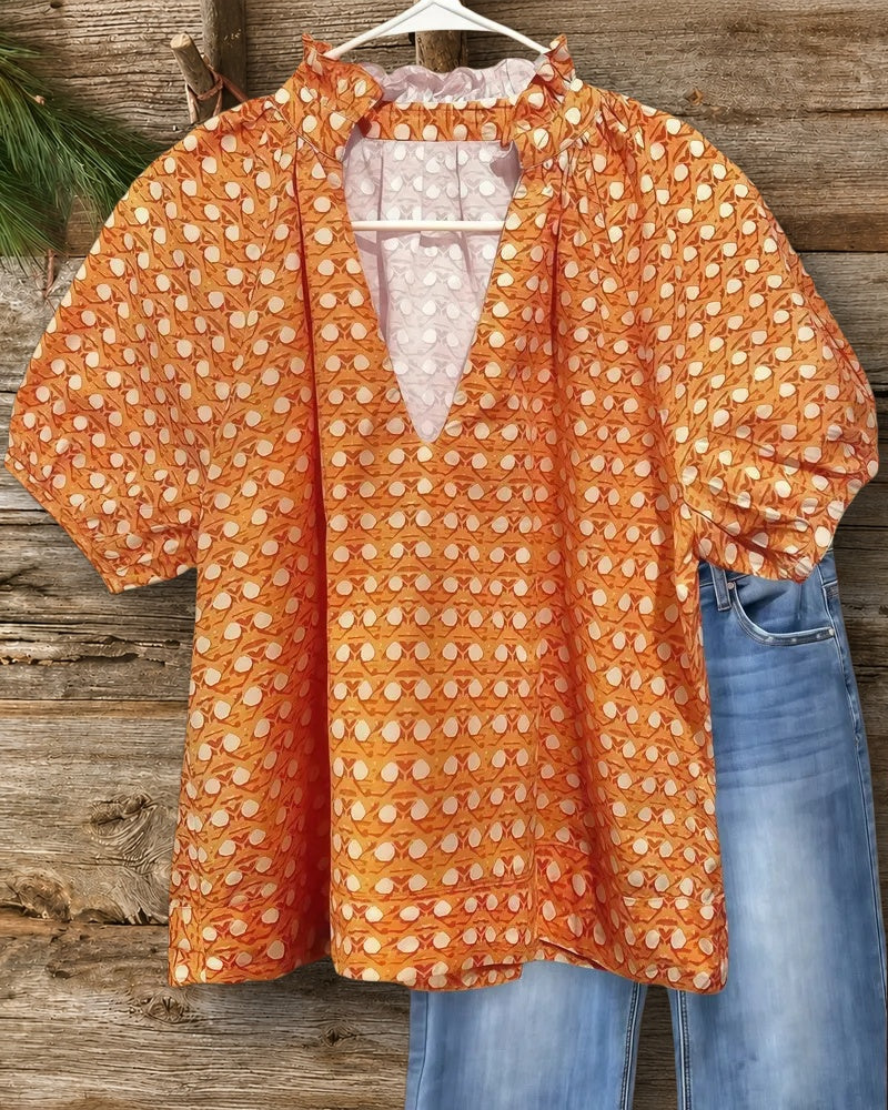Graphic Print V Neck Casual Wear T-Shirt