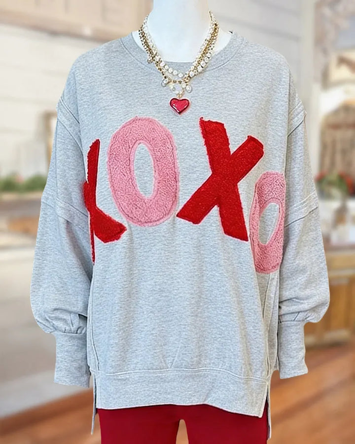 XOXO Applique Oversized Seamed Detail Shirt