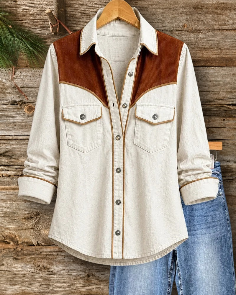 Contrast Yoke Snap Pocket Shirt