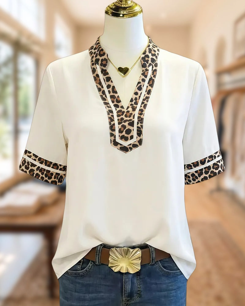Patchwork Bold V Neck Shirt