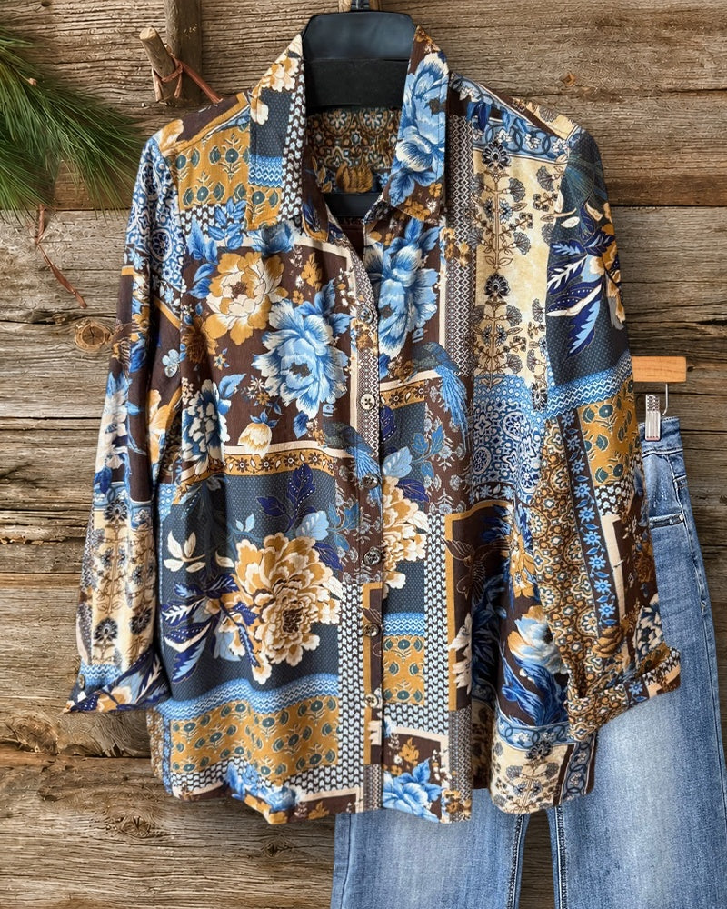 Floral Mixed Print Classic Button Shirt