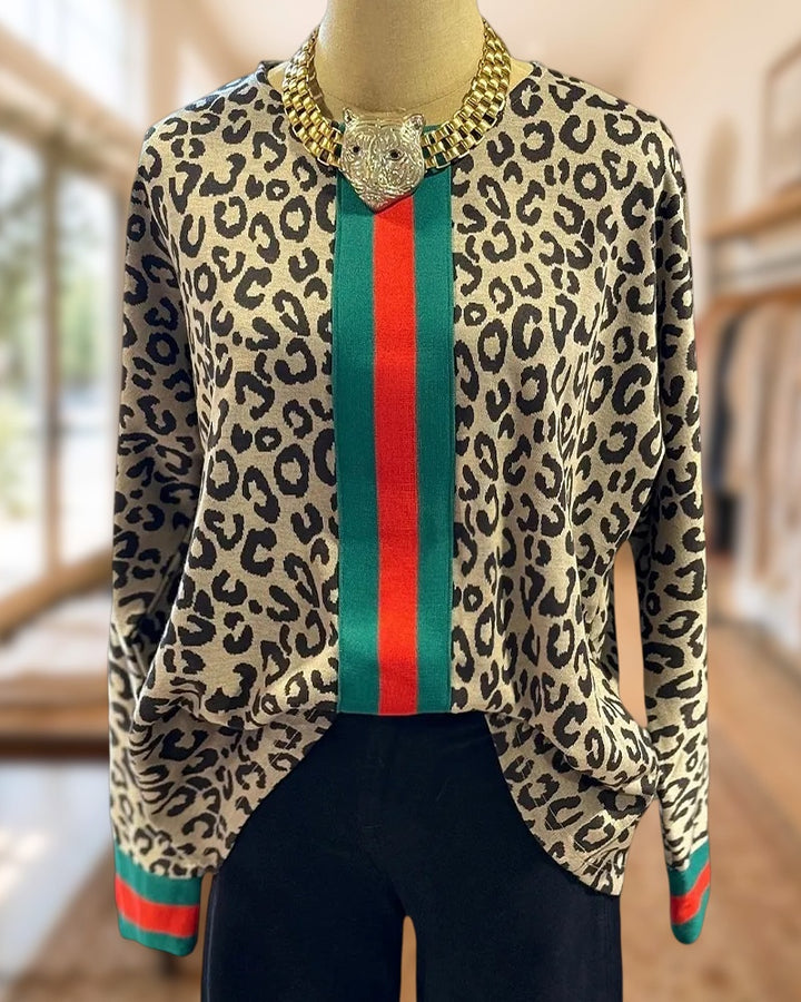Leopard Print Stylish Round Neck Shirt