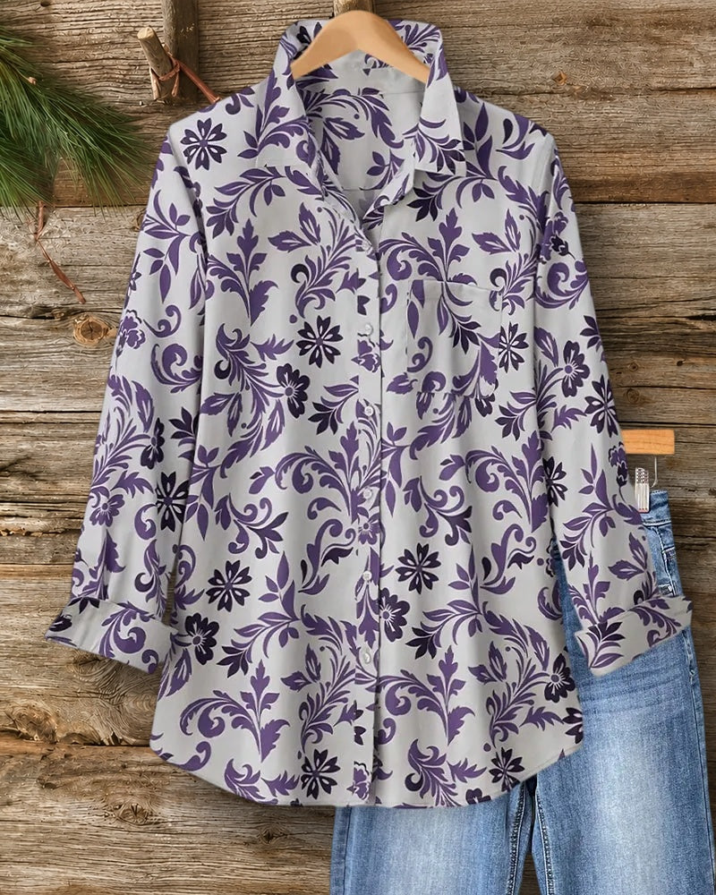 Floral Print Button Lapel Shirt