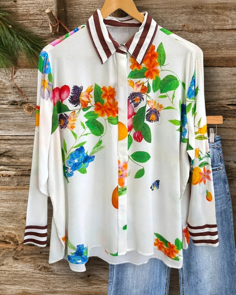 Floral Print Pastoral Button Down Shirt