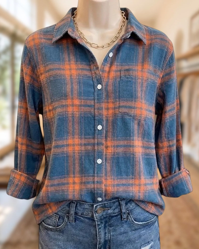 Versatile Button Down Plaid Shirt