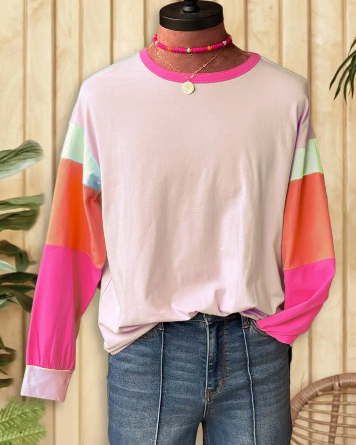 Color Block Classic Round Neck Sweatshirt