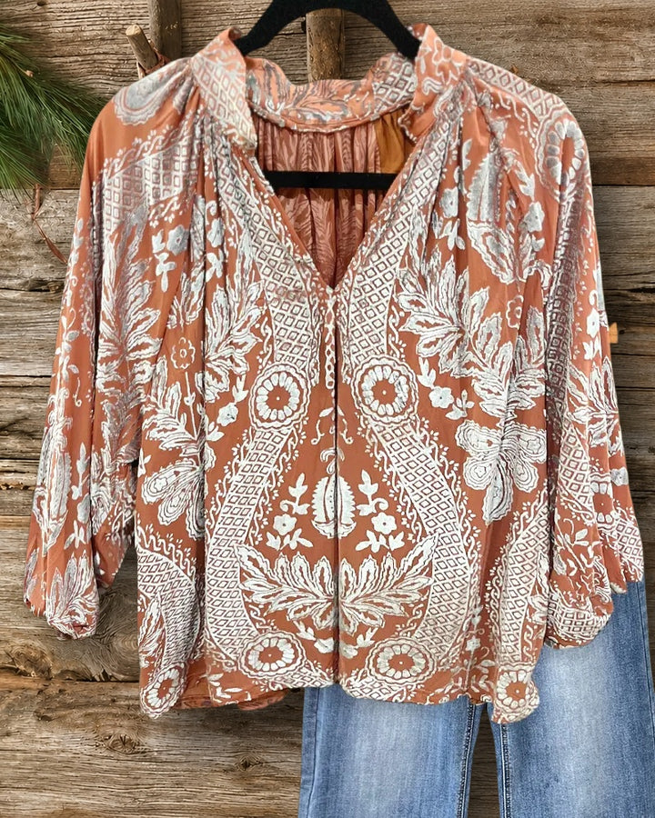 Velvet Bohemia V Neck Blouse