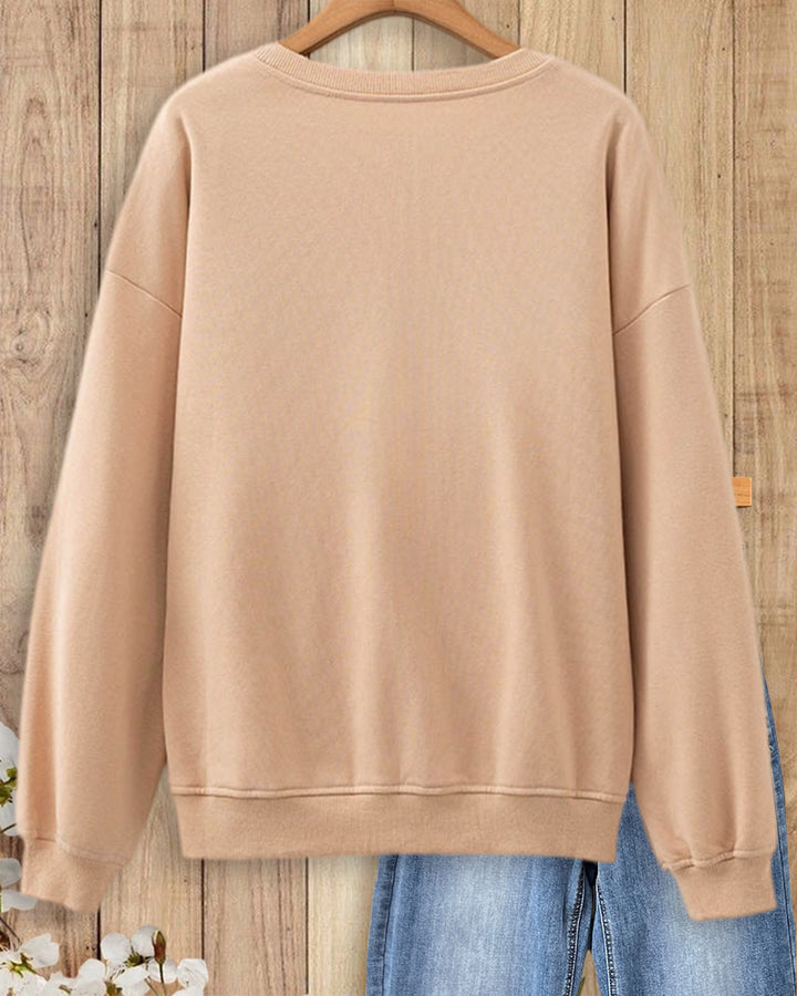 Horseshoe Applique Crew Neck Long Sleeve Western Sweatshirt