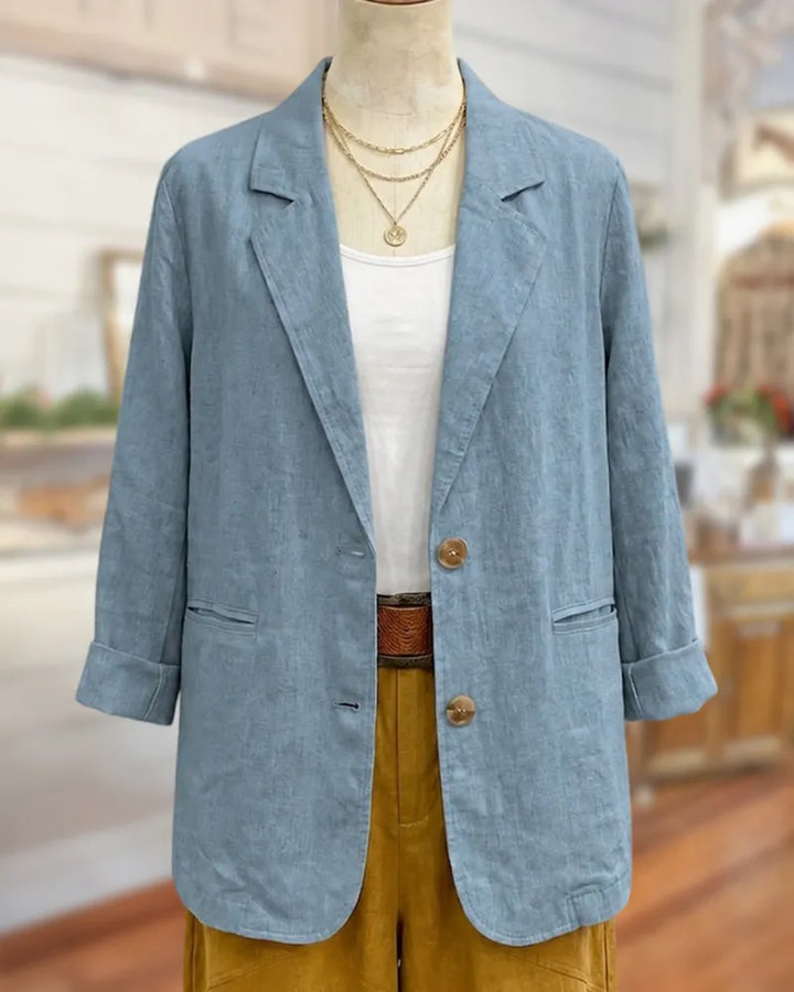 Notched Lapel Single Breasted Solid Color Casual Blazer