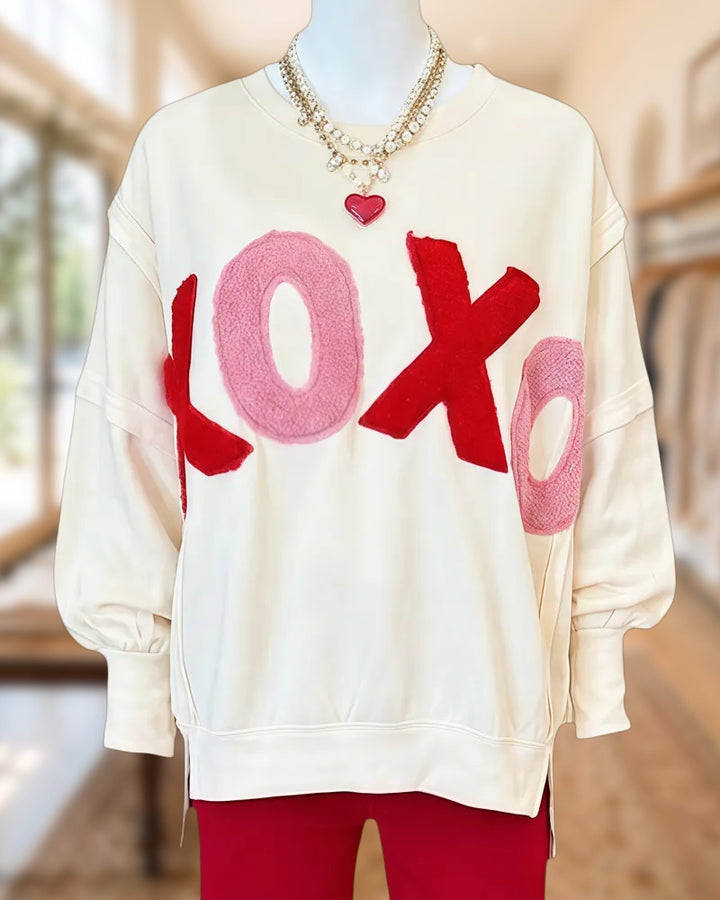XOXO Applique Oversized Seamed Detail Shirt