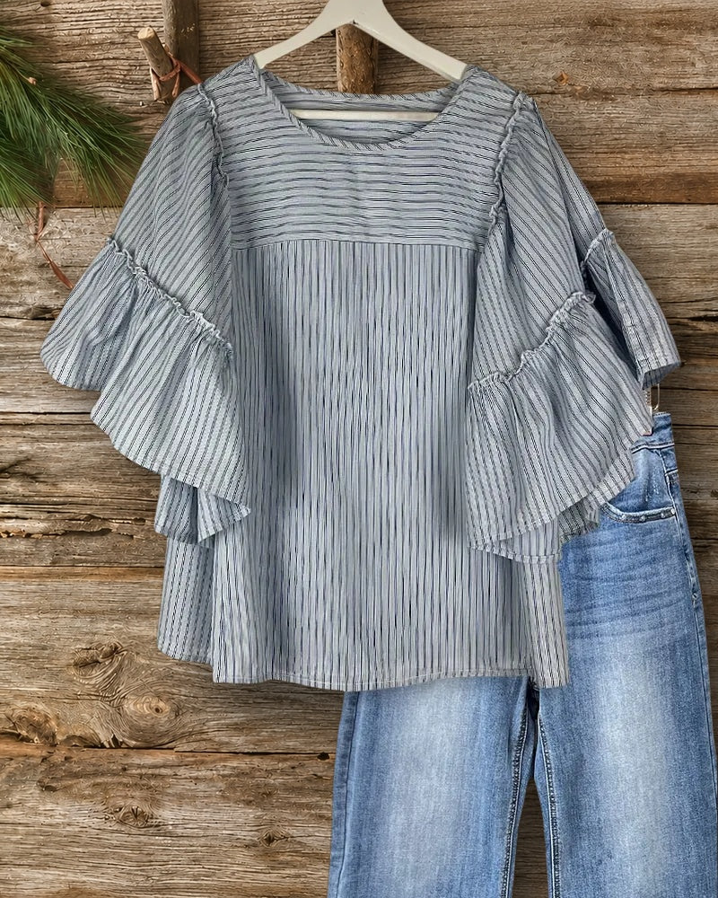 Gap Striped Rocking Bell Sleeve Blouse