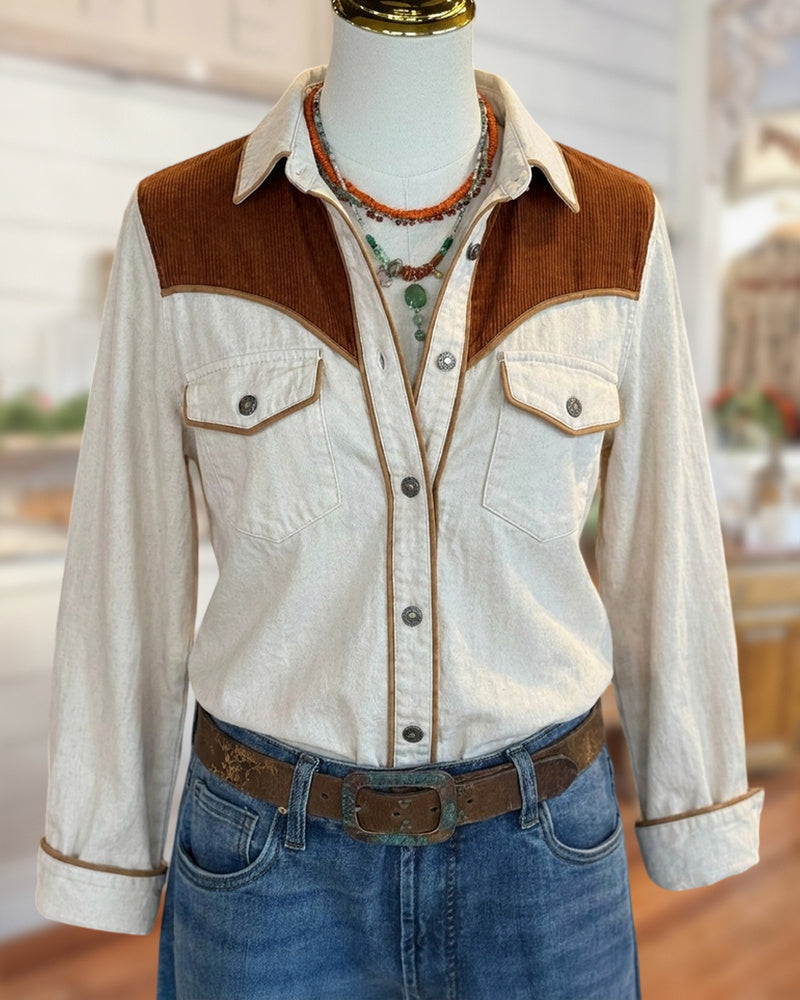 Contrast Yoke Snap Pocket Shirt