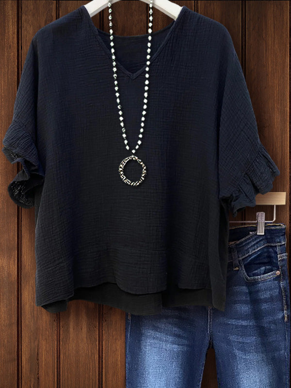 Loose Ruffle Sleeve Top