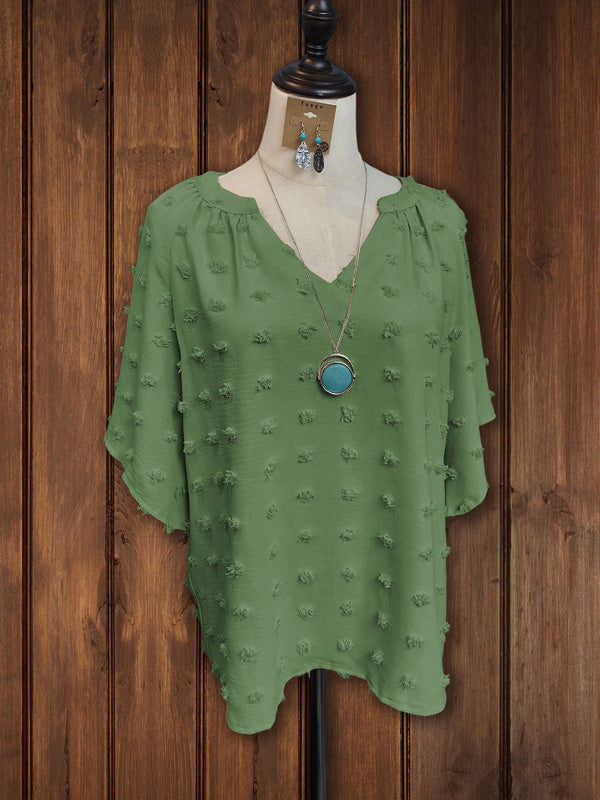 Dot Flowy Sleeve Top