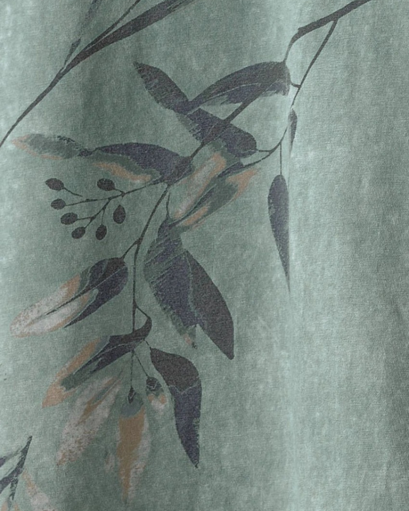 Botanical Print Tiered Hem Top