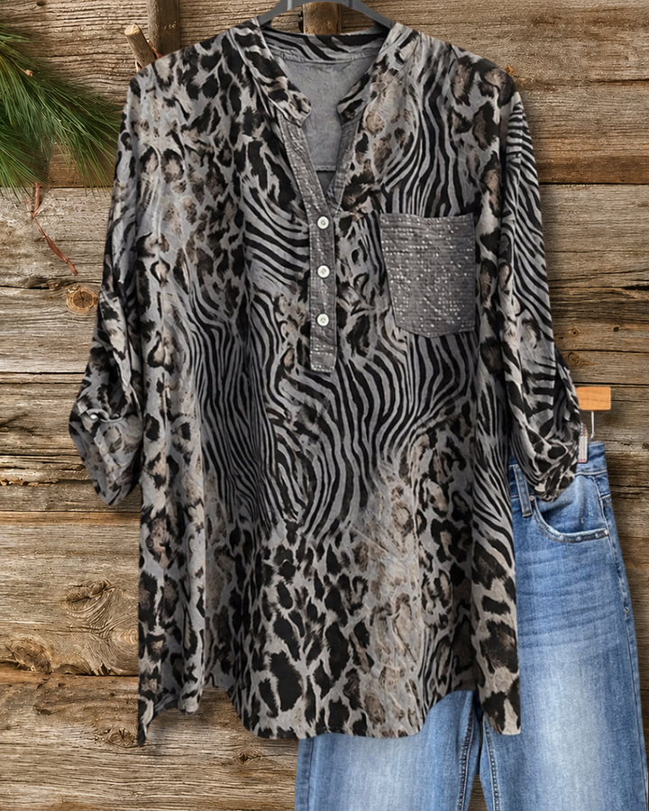 Leopard Print Wild V Neck Shirt