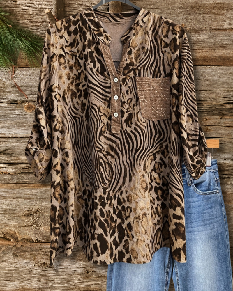 Leopard Print Wild V Neck Shirt