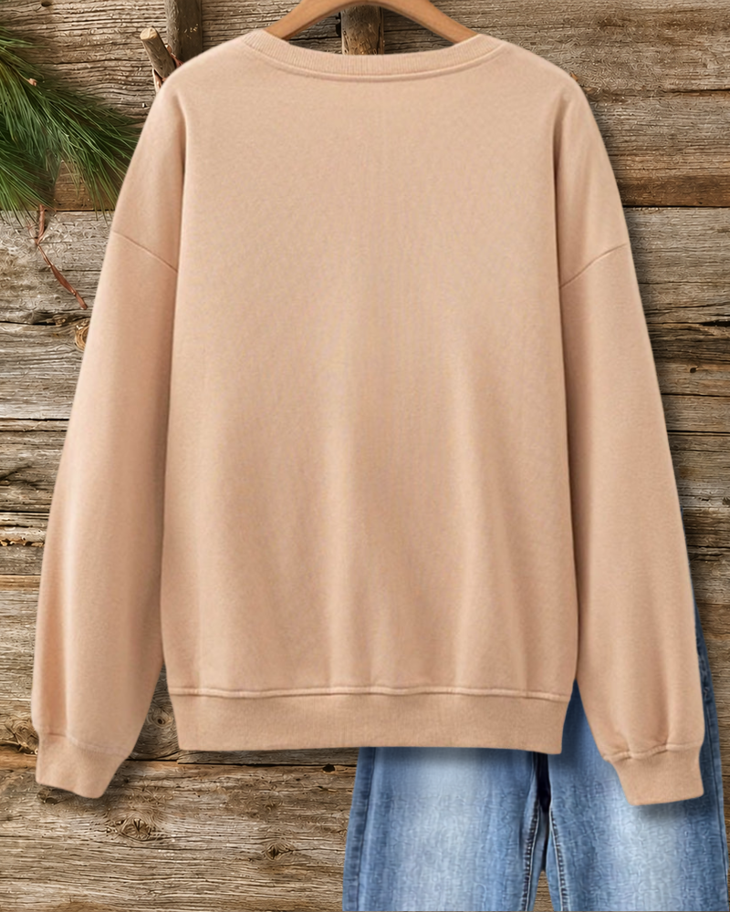 Horseshoe Applique Crew Neck Long Sleeve Western Sweatshirt