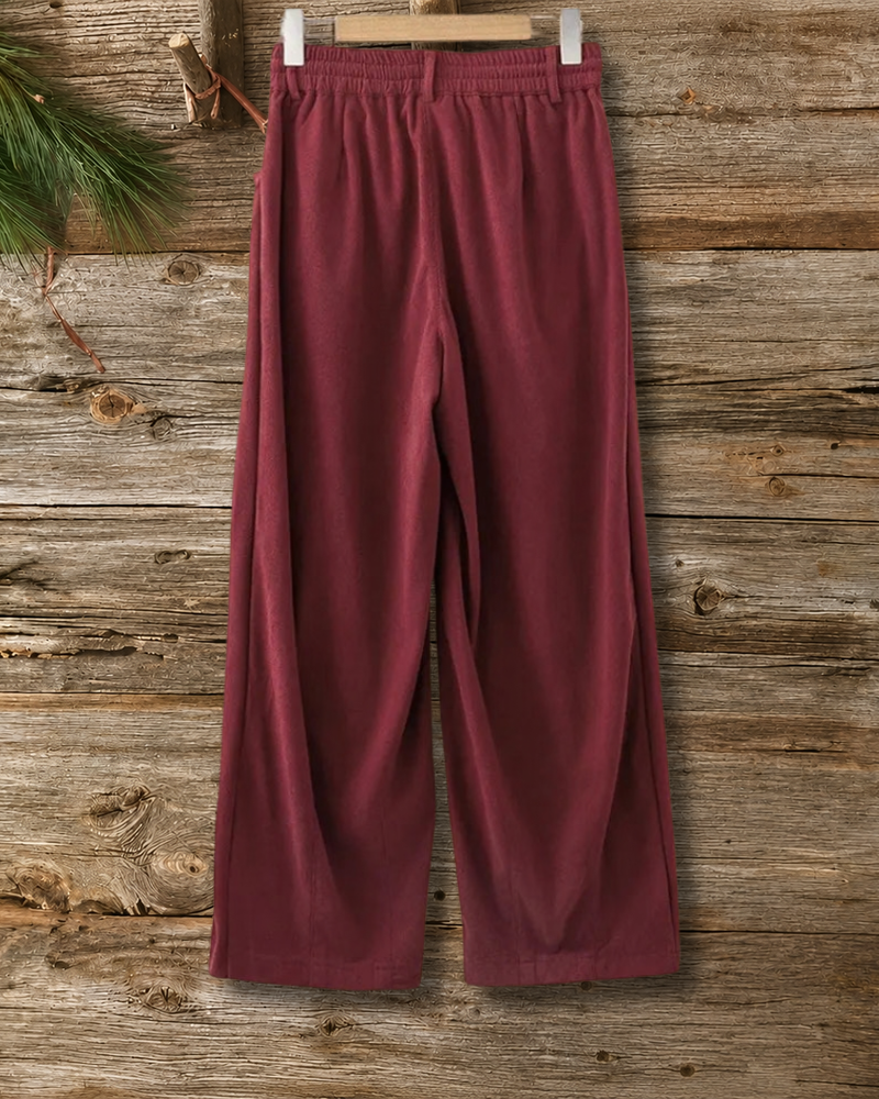 Drawstring Waist Pocketed Wide Leg Solid Color Pants