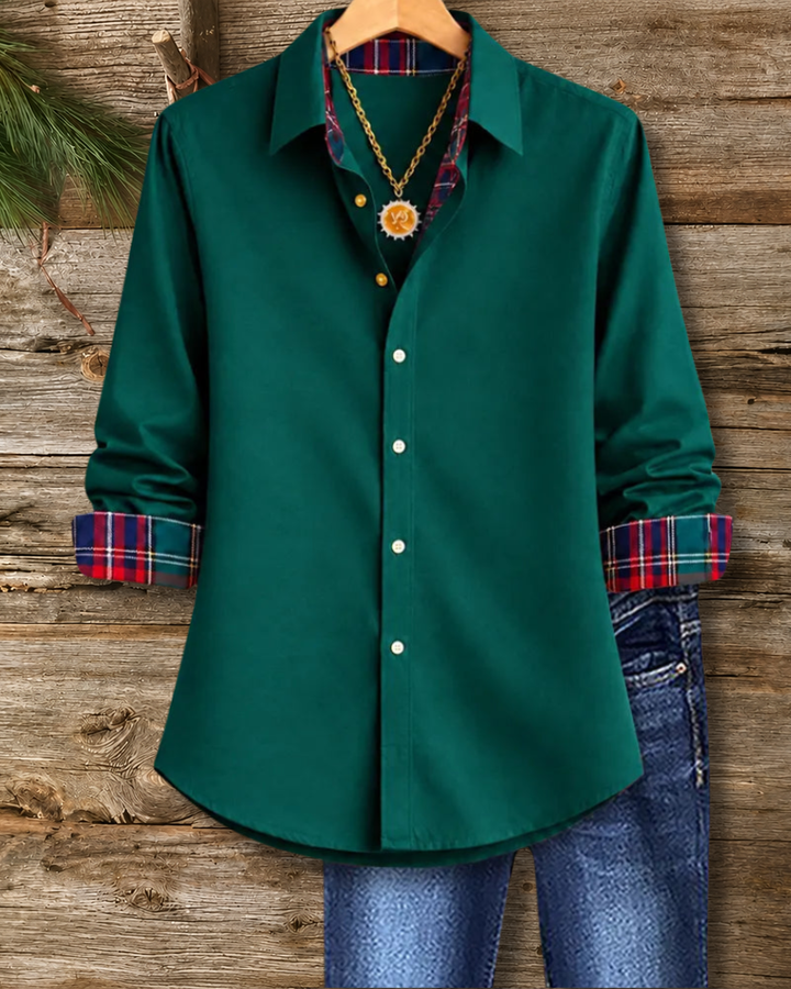 Plaid Contrast Trim Button Front Shirt